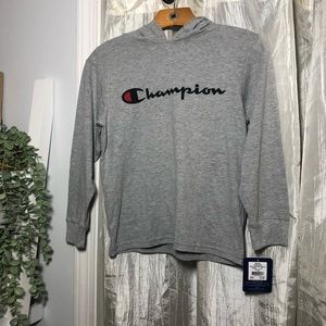 Youth Small 
Champion 
hooded long sleeve t shirt